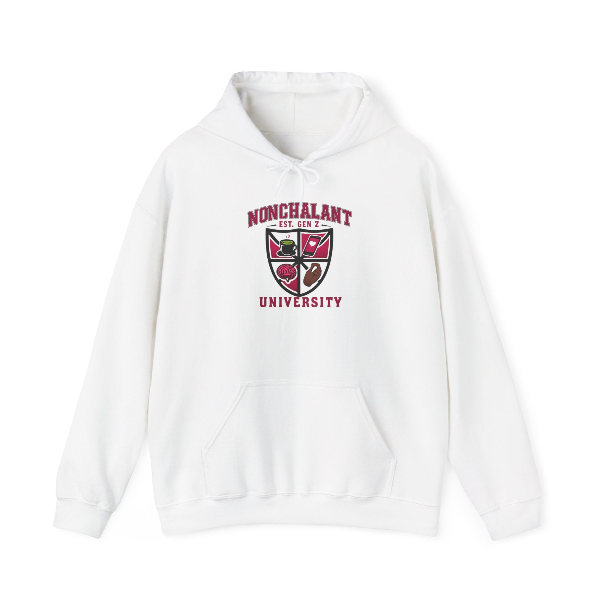 Nonchalant University crest hoodie | NU back logo hooded sweatshirt