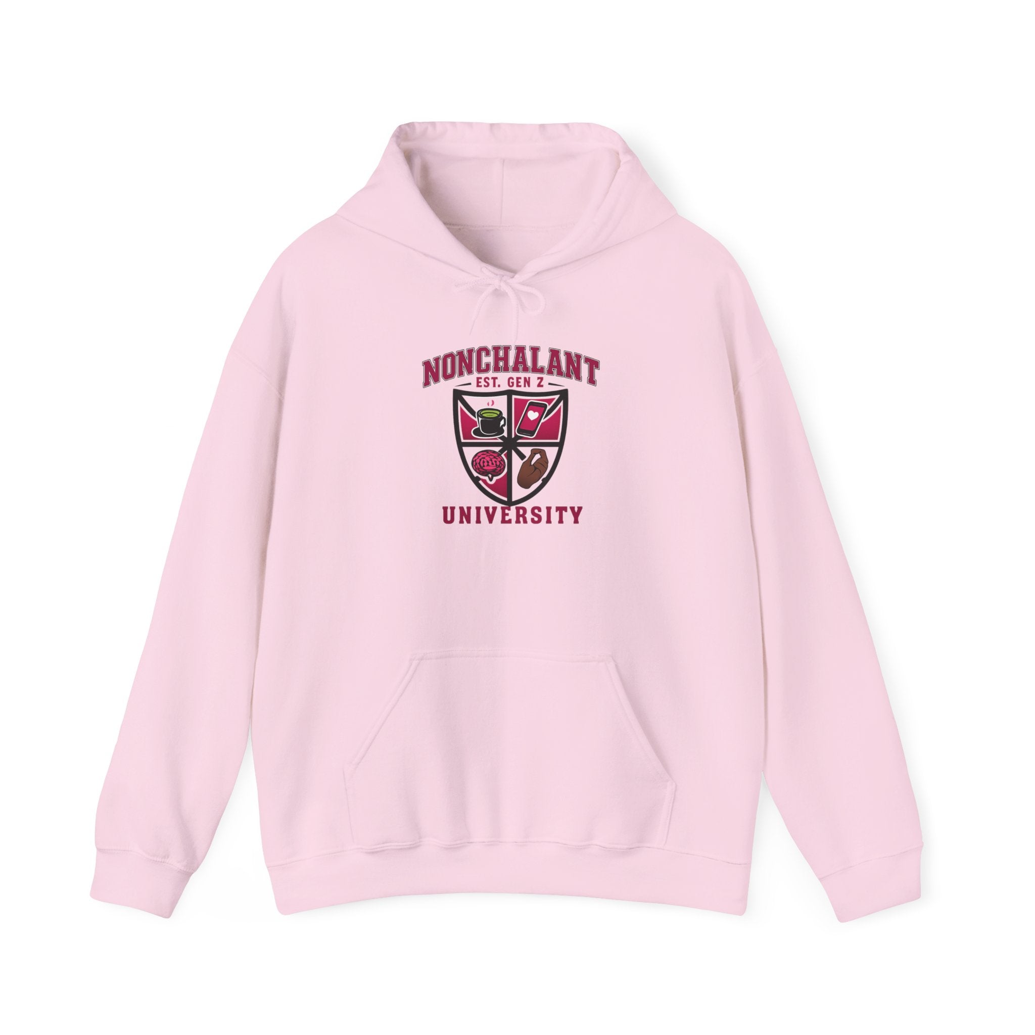 Nonchalant University crest hoodie | NU back logo hooded sweatshirt