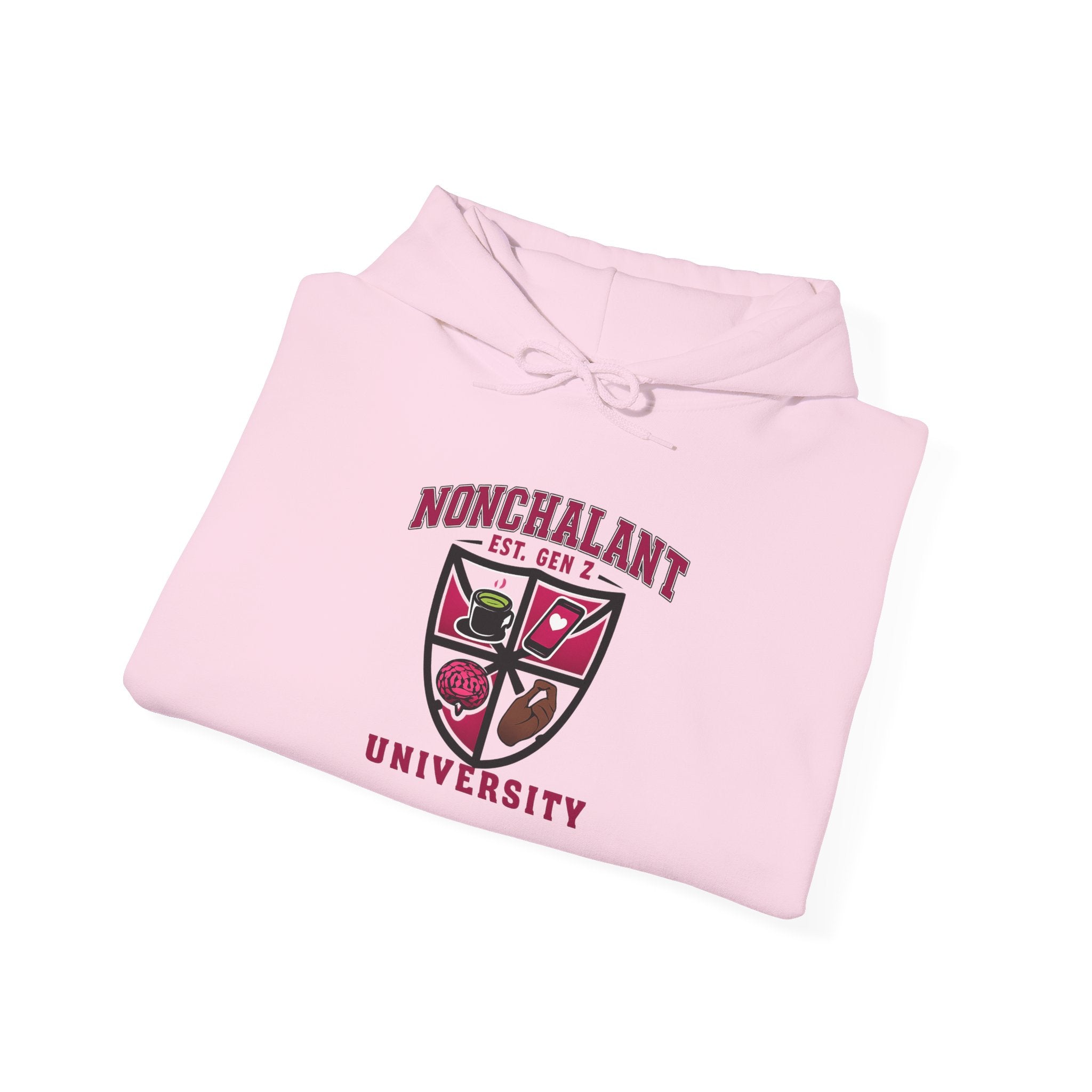 Nonchalant University crest hoodie | NU back logo hooded sweatshirt